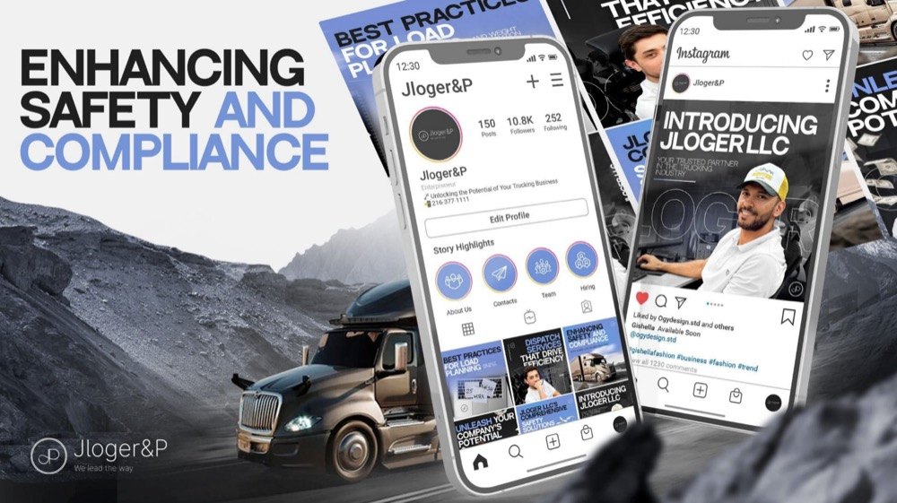 Jloger and P logo and brand identity for a logistics company