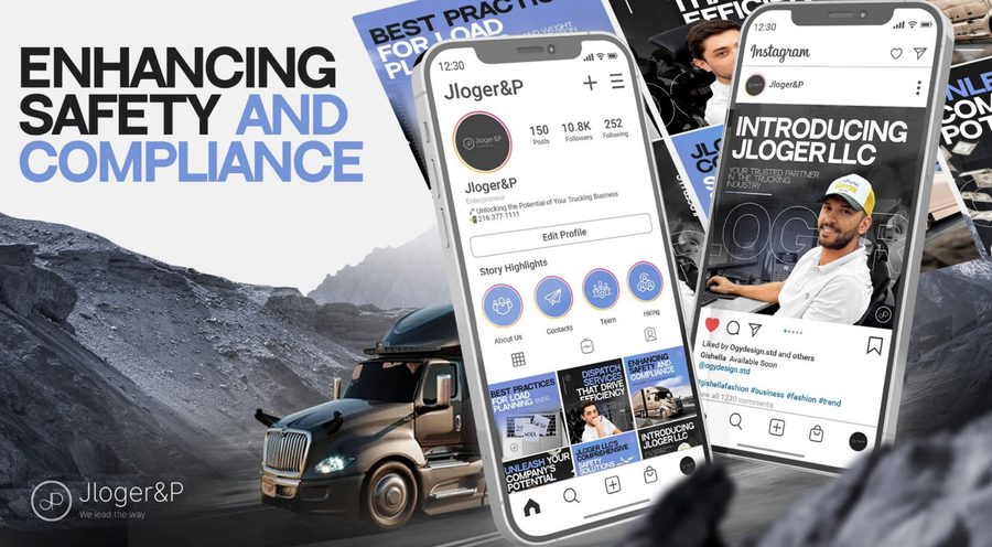 Jloger and P: logistics company brand identity and Instagram account by Pixelco